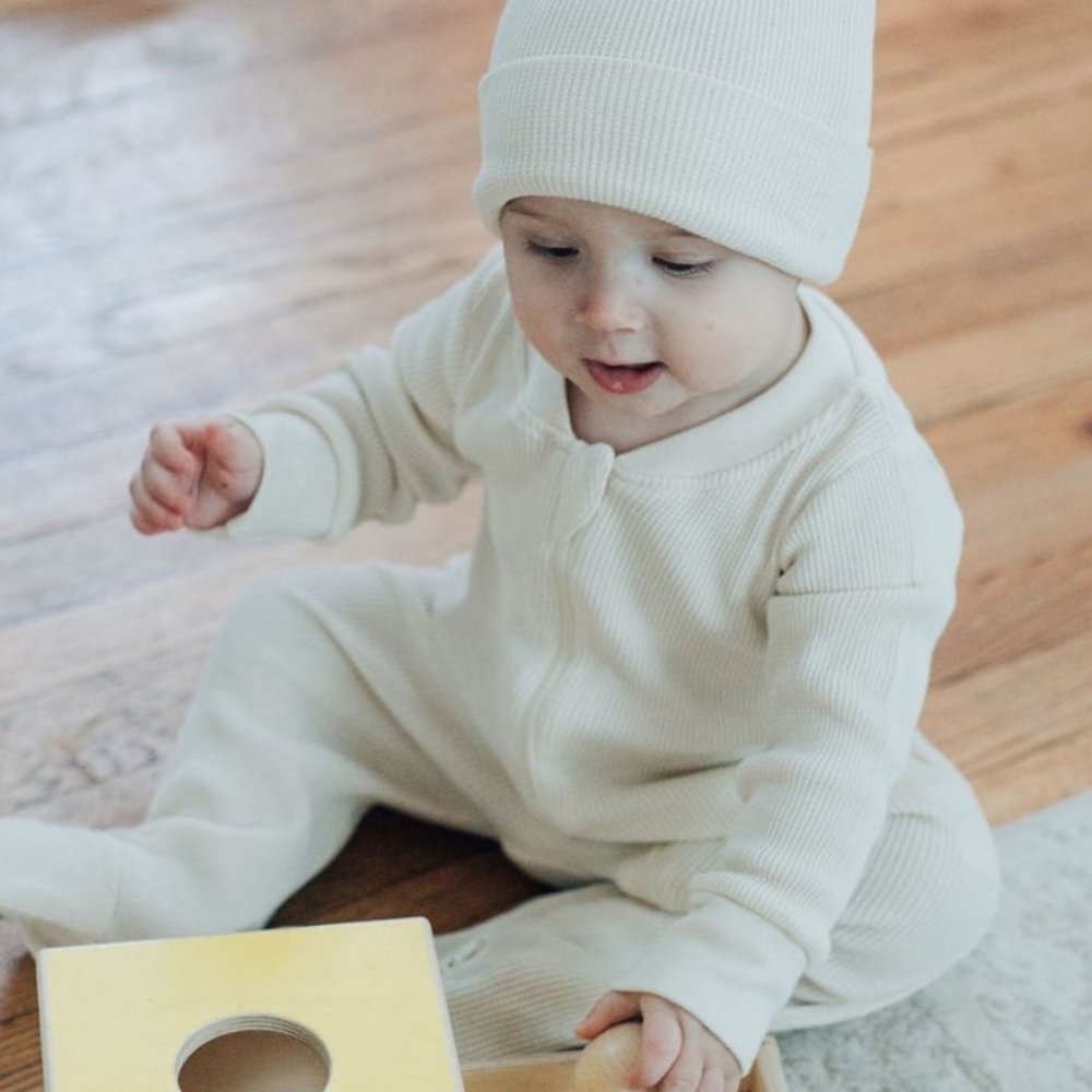 BÈBÈNCA ORGANICS - "Salut" Organic Waffle Footie - Natural